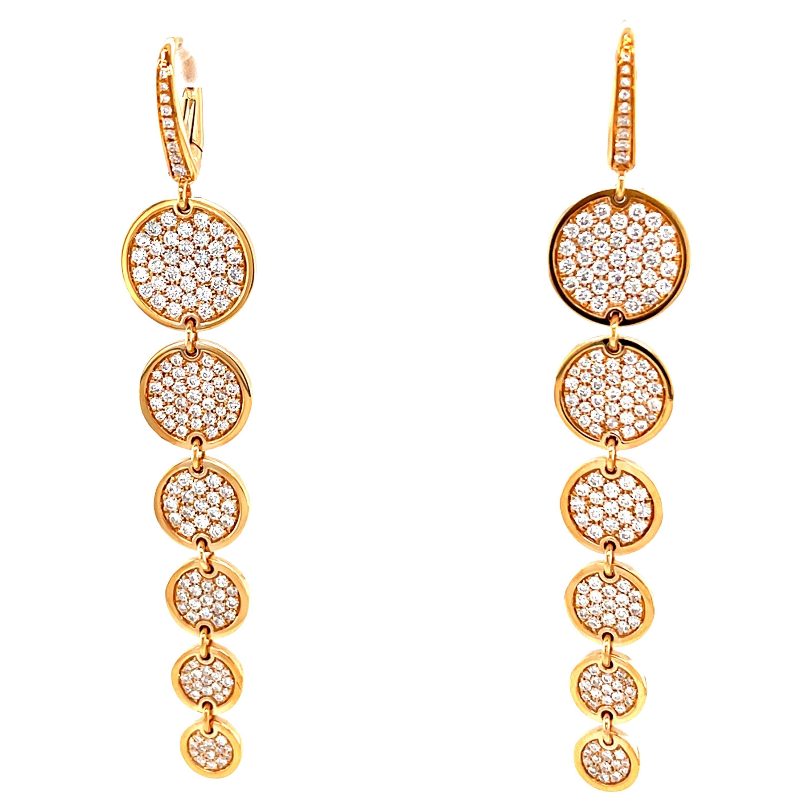 18 Karat Rose Gold Diamond Drop Earrings