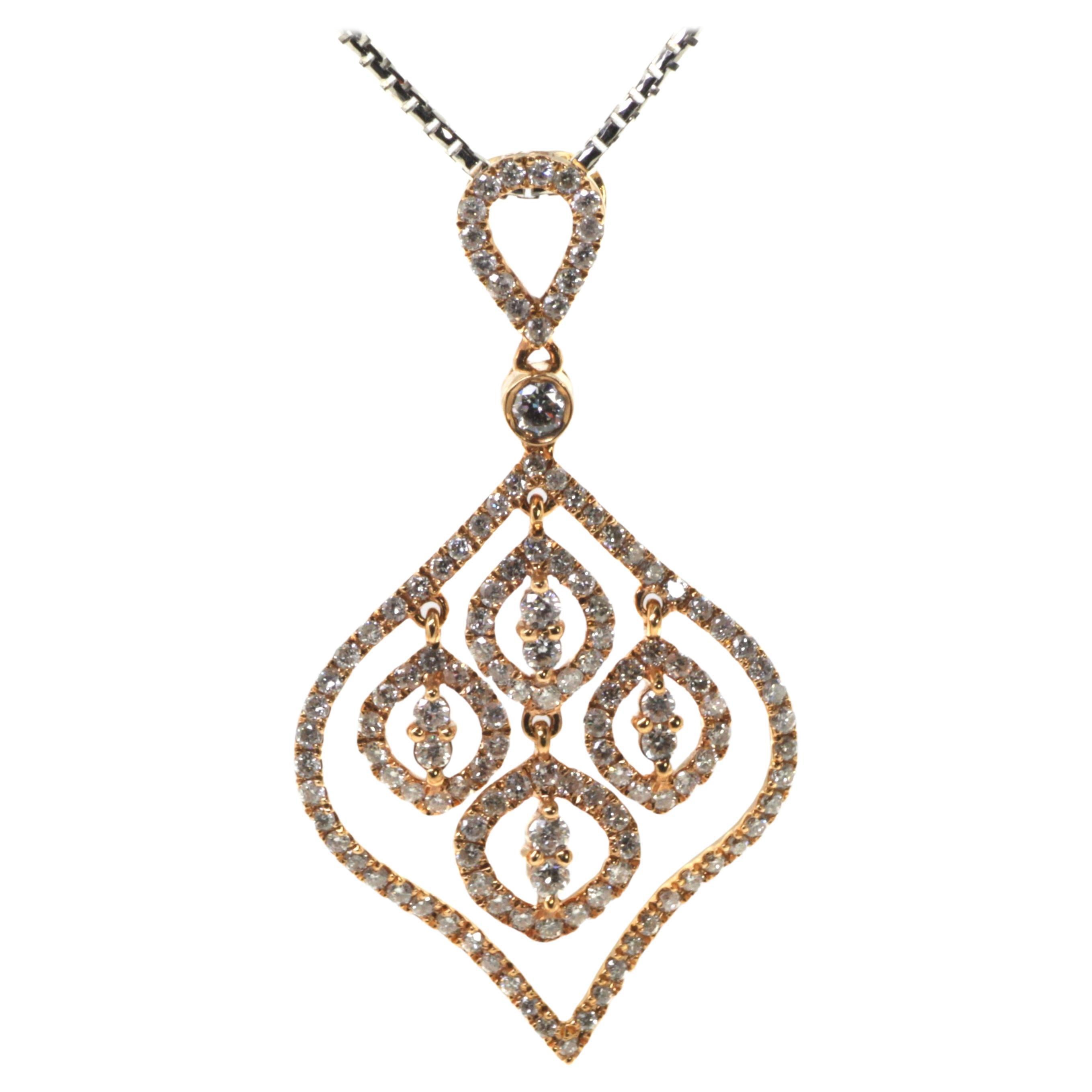 Colgante de gota de diamante de oro rosa de 18 quilates - 0,85 quilates