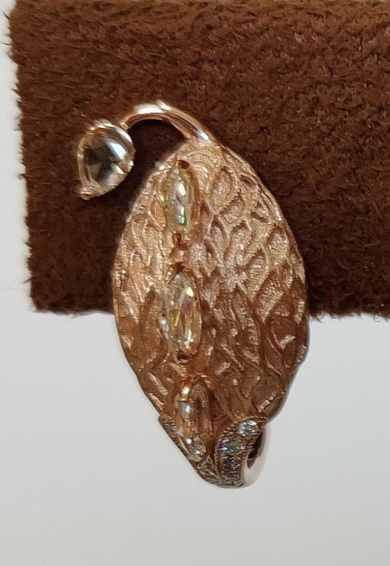 Women's 18 Karat Rose Gold Diamond Ear Studs For Sale