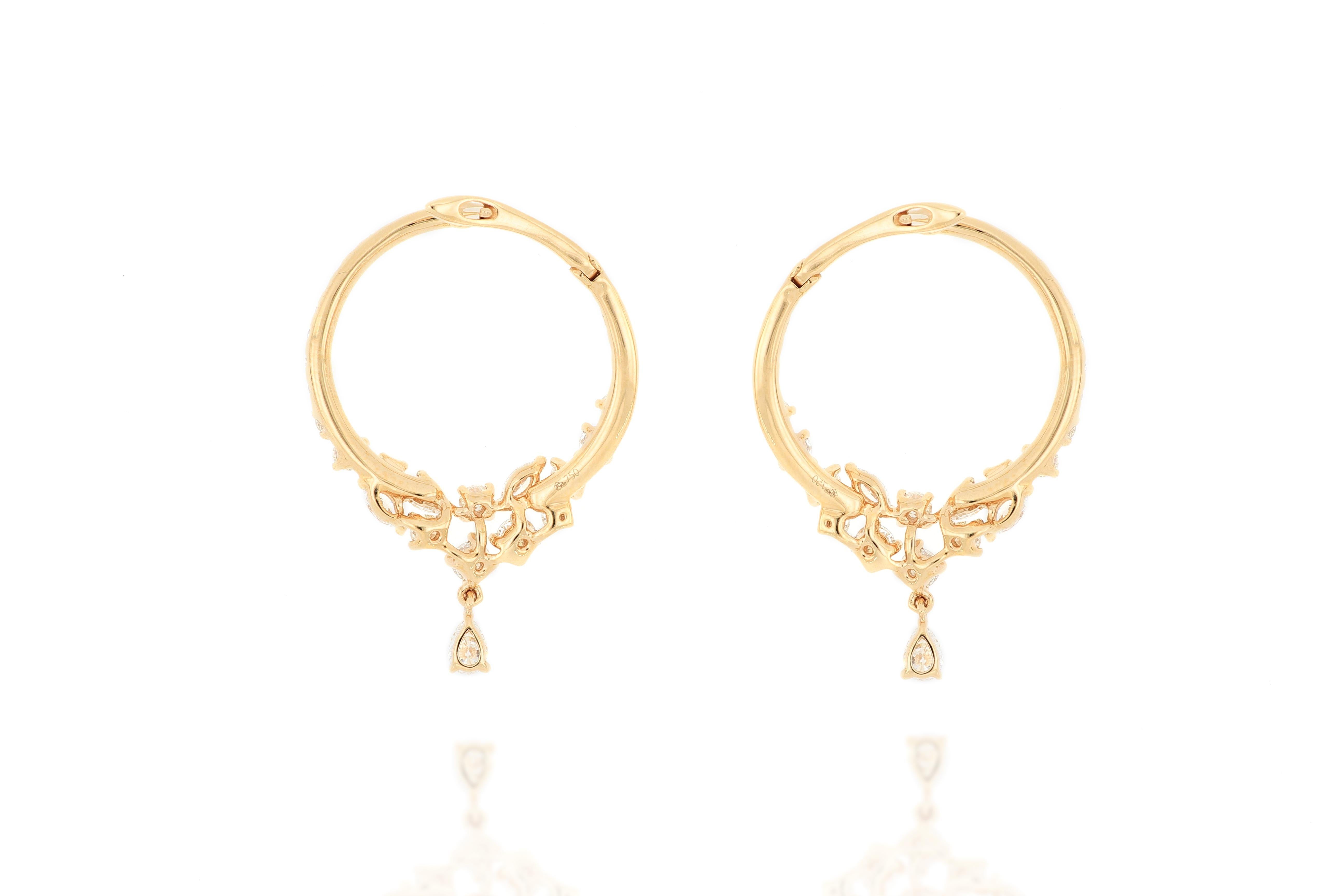 Contemporary 18 Karat Rose Gold Diamond Earrings For Sale
