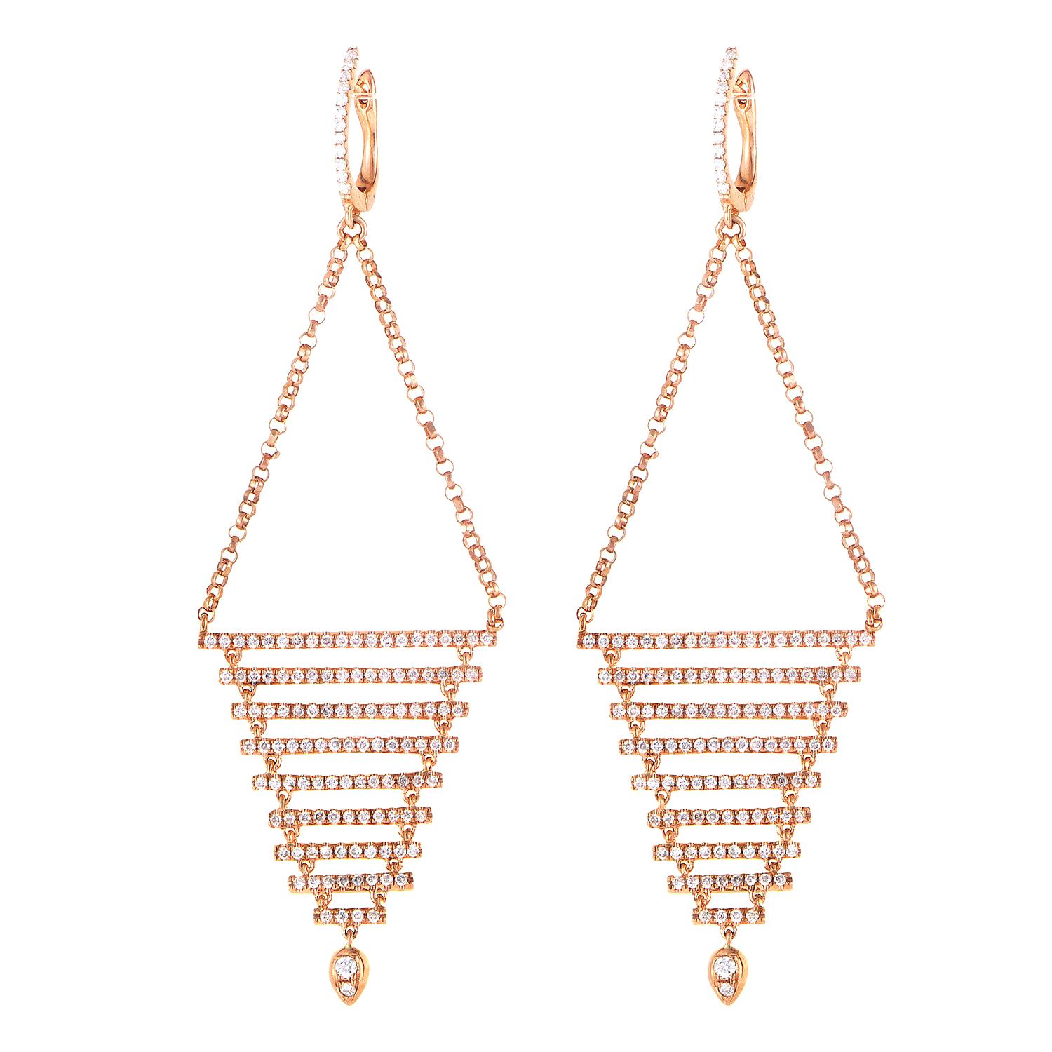 18 Karat Rose Gold Diamond Earrings