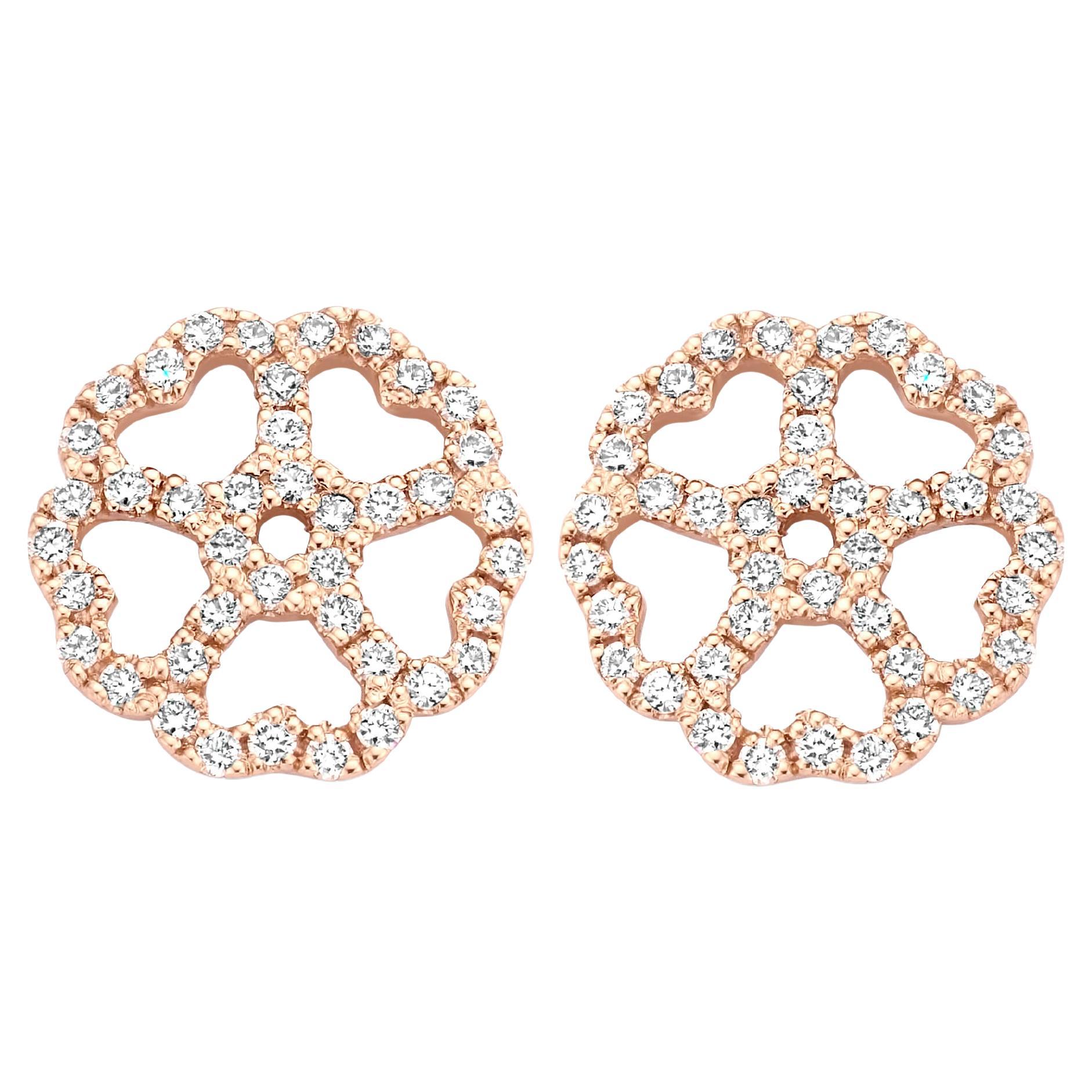 18 Karat Rose Gold Diamond Earrings For Sale