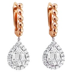 18 Karat Rose Gold Diamond Earrings