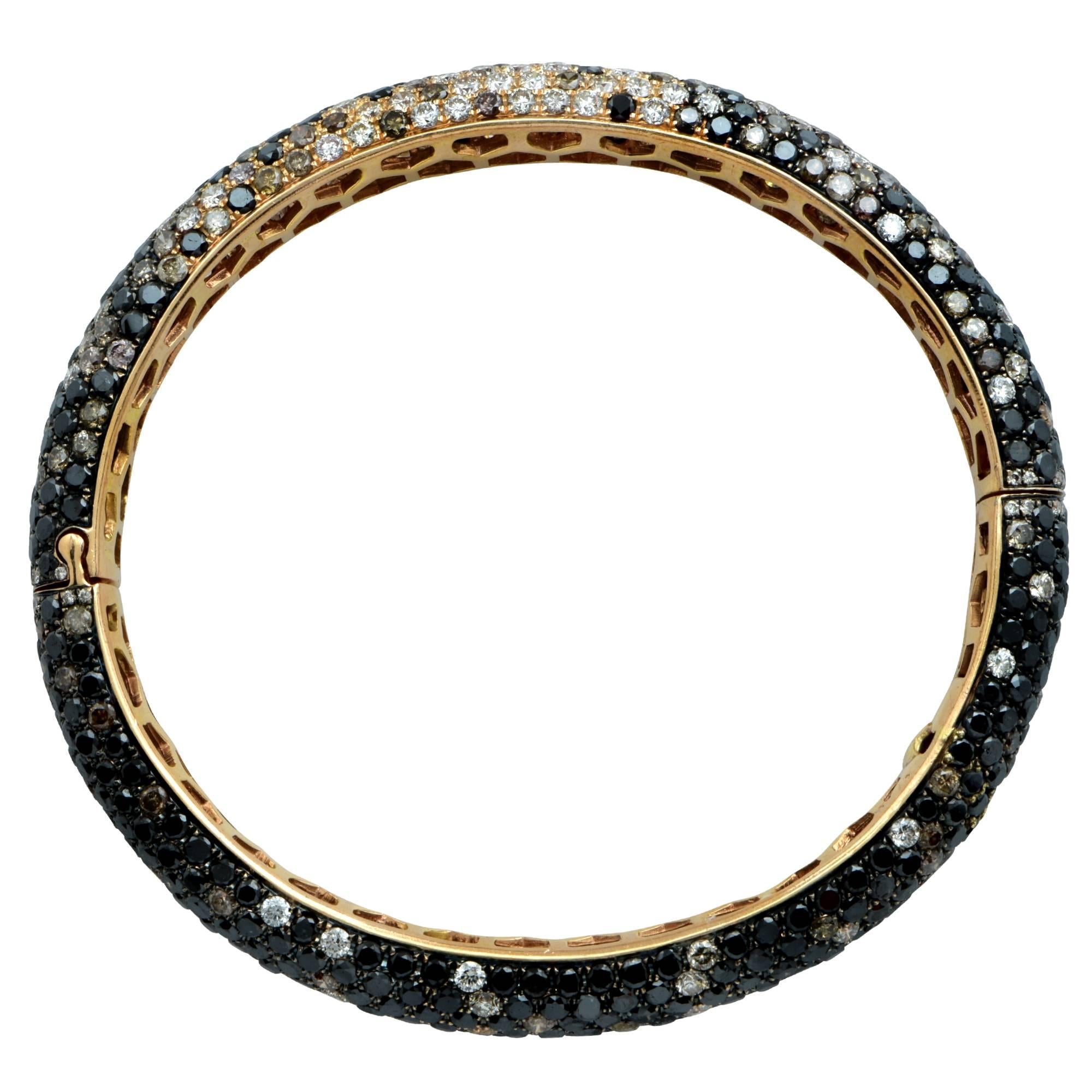 Modern 18 Karat Rose Gold Diamond Encrusted Bracelet
