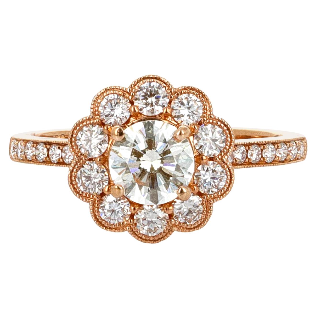 18 Karat Rose Gold Diamond Engagement Ring