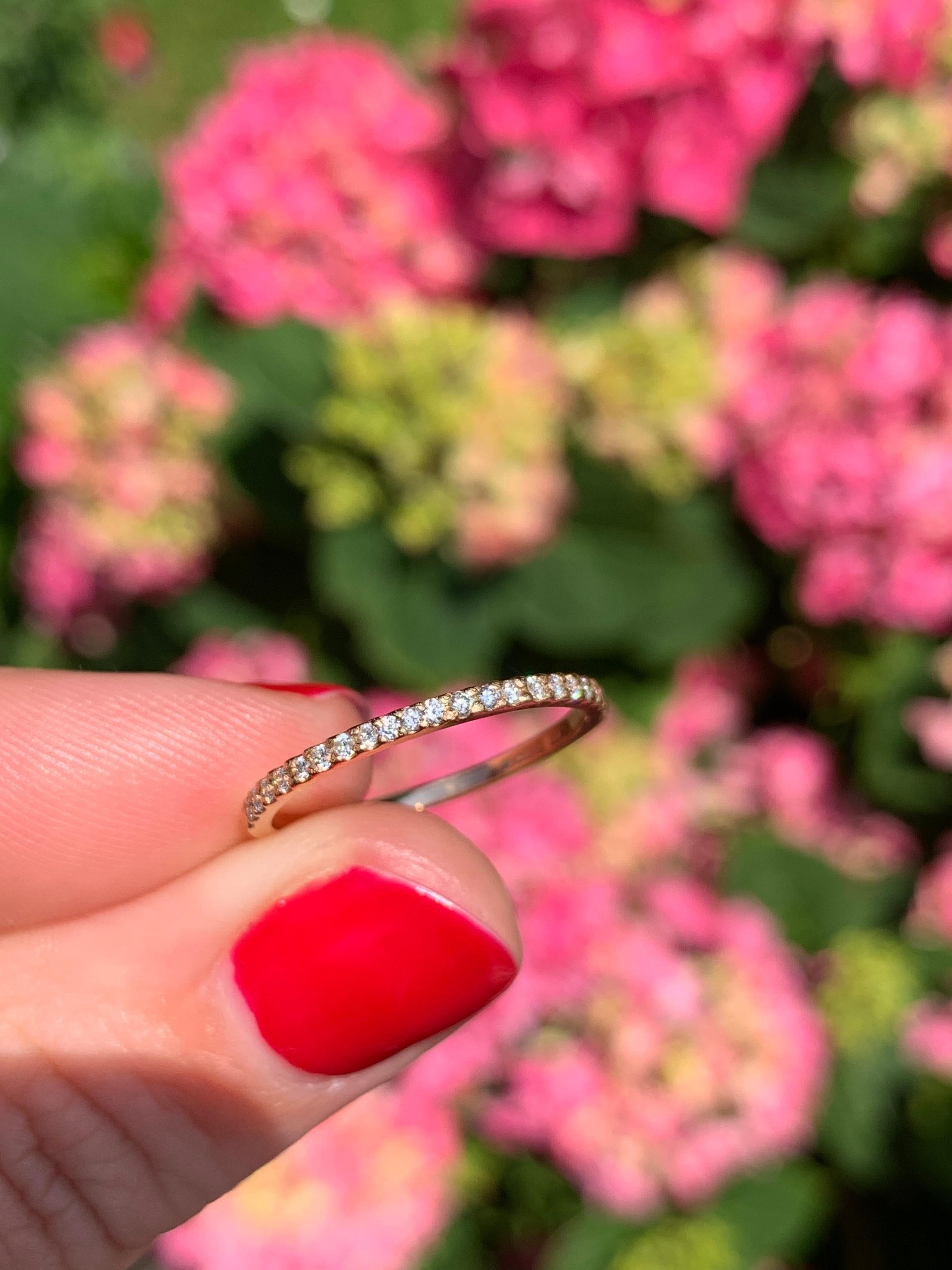 18 Karat Rose Gold Diamond Eternity Band Ring For Sale 2