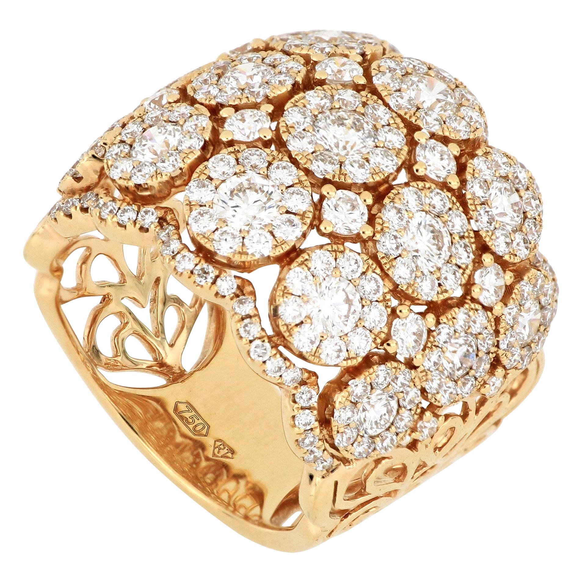18 Karat Rose Gold Diamond Fashion Ring