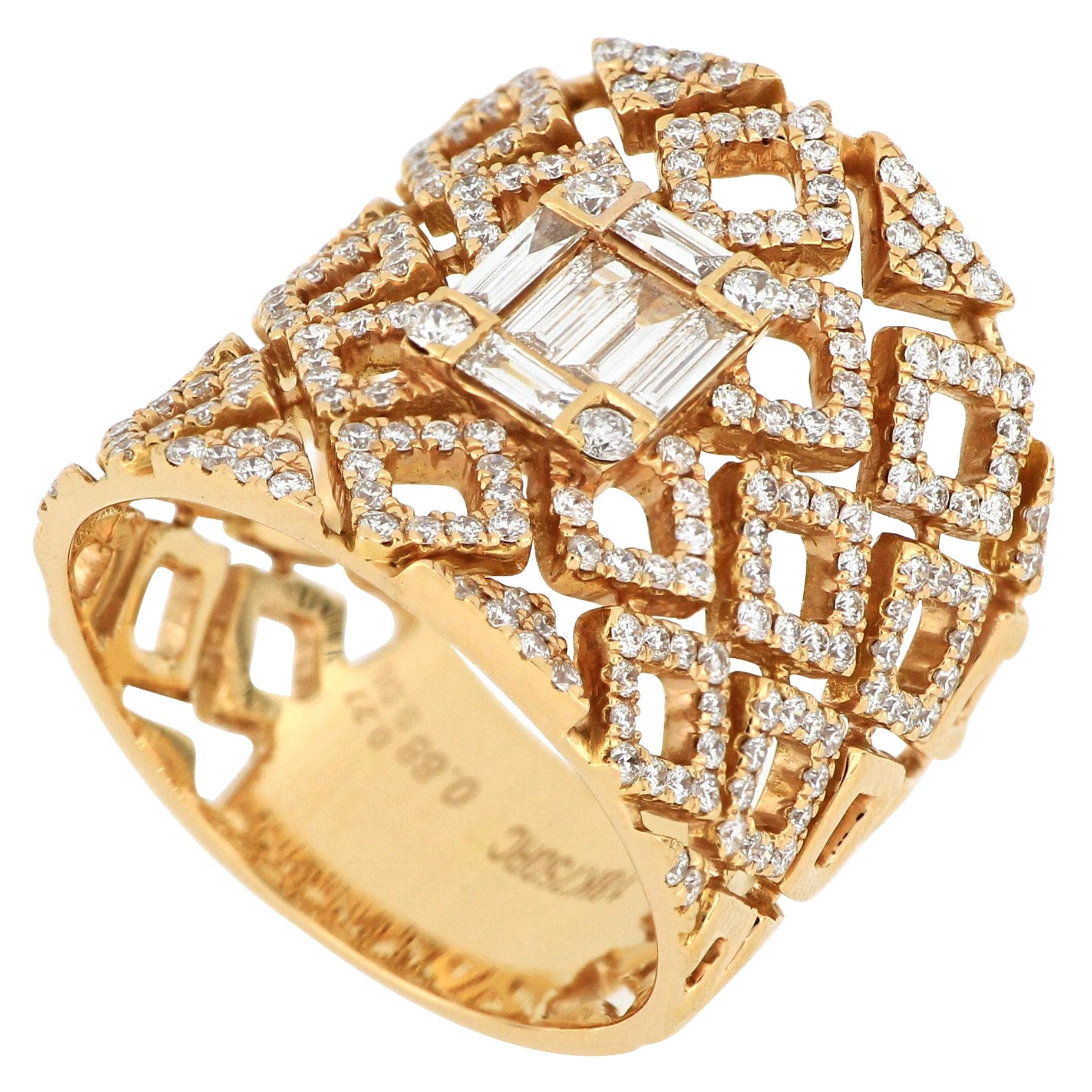Bague à la mode en or rose 18 carats et diamants