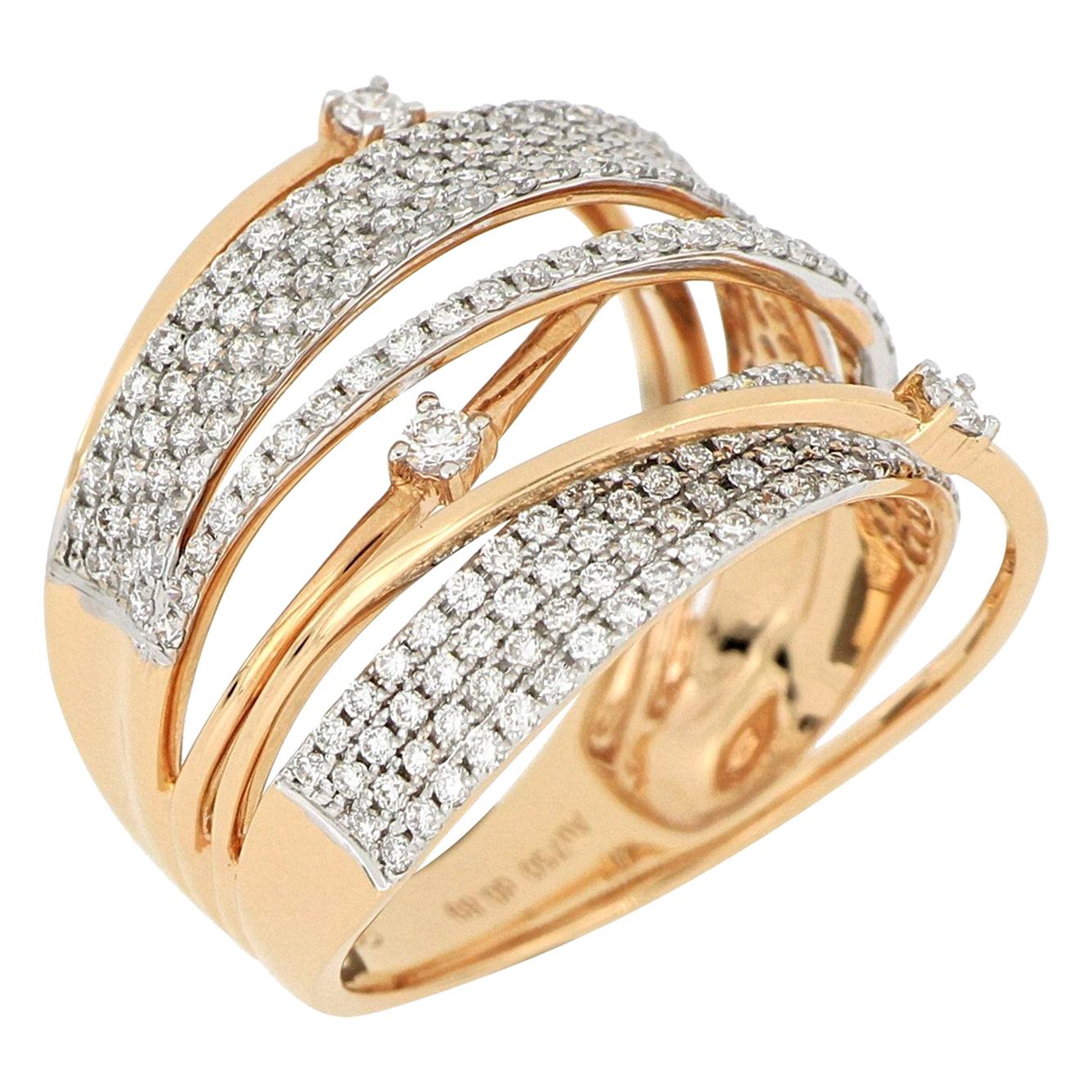 Bague à la mode en or rose 18 carats et diamants