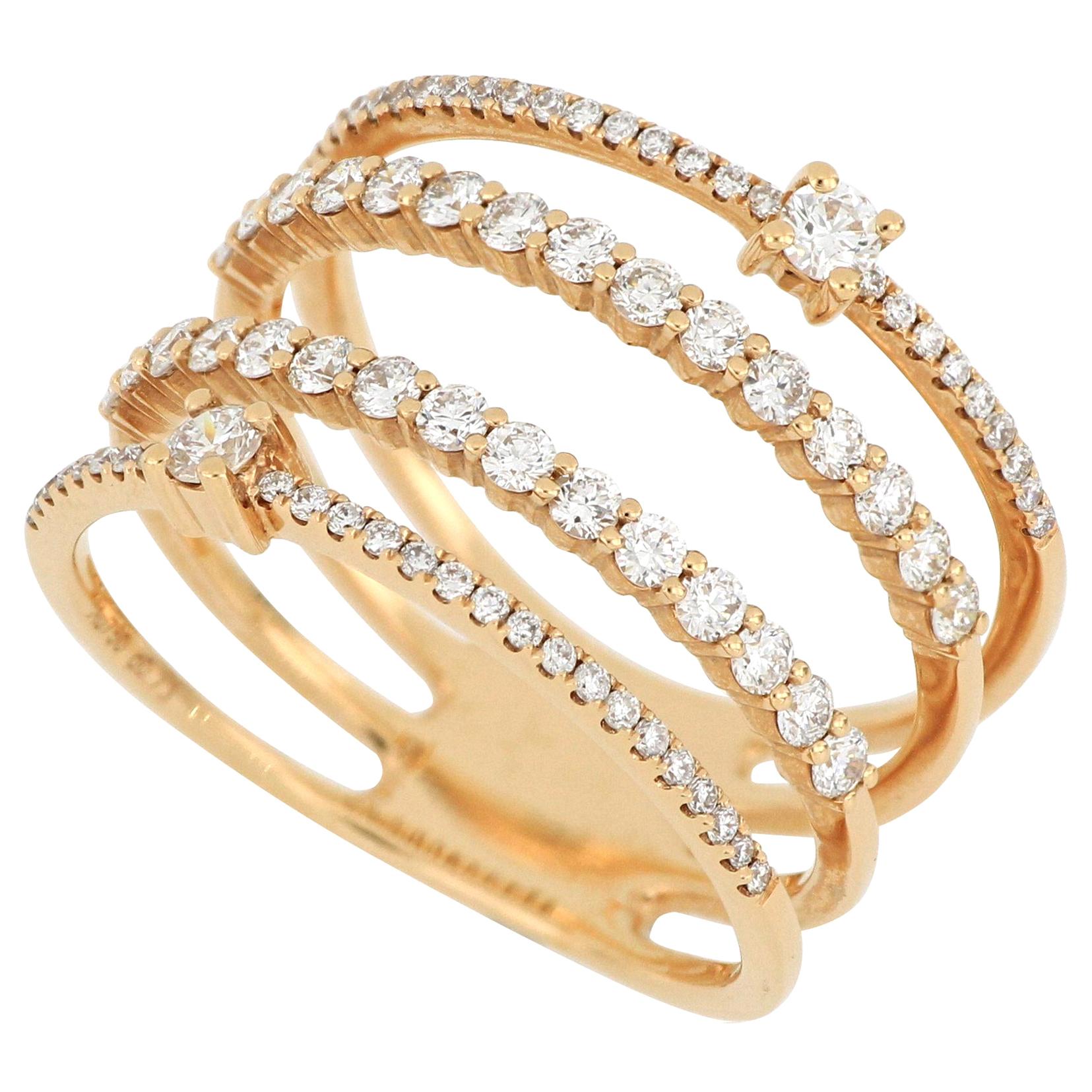 18 Karat Rose Gold Diamond Fashion Ring For Sale