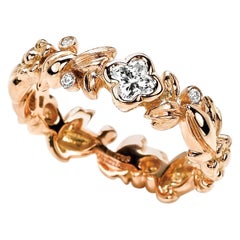 18 Karat Roségold Diamant-Blumenblattring mit 0,28 Karat insgesamt
