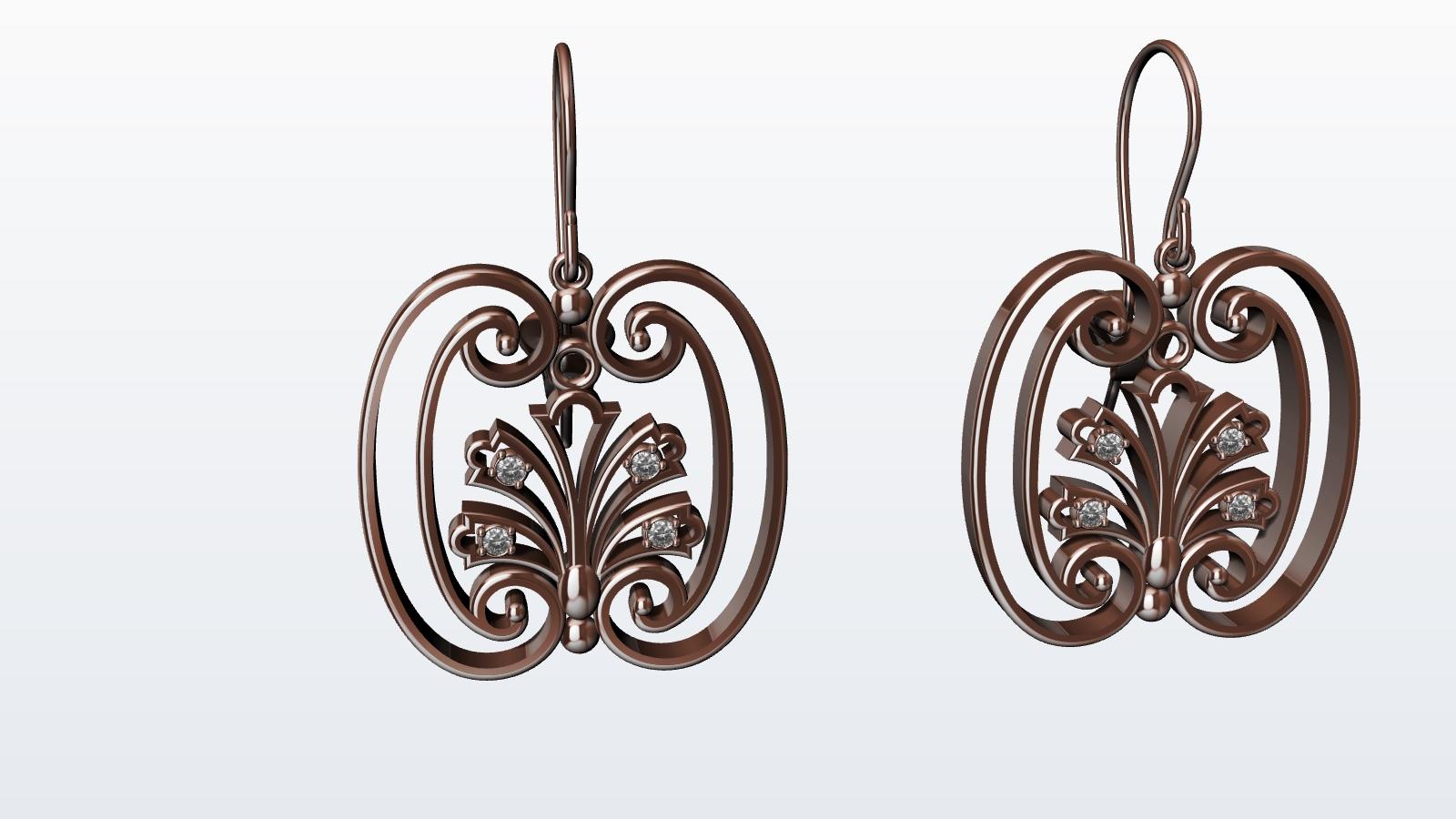 Pendants d'oreilles en or rose 18 carats et diamants avec motif « French Gate » en vente 2