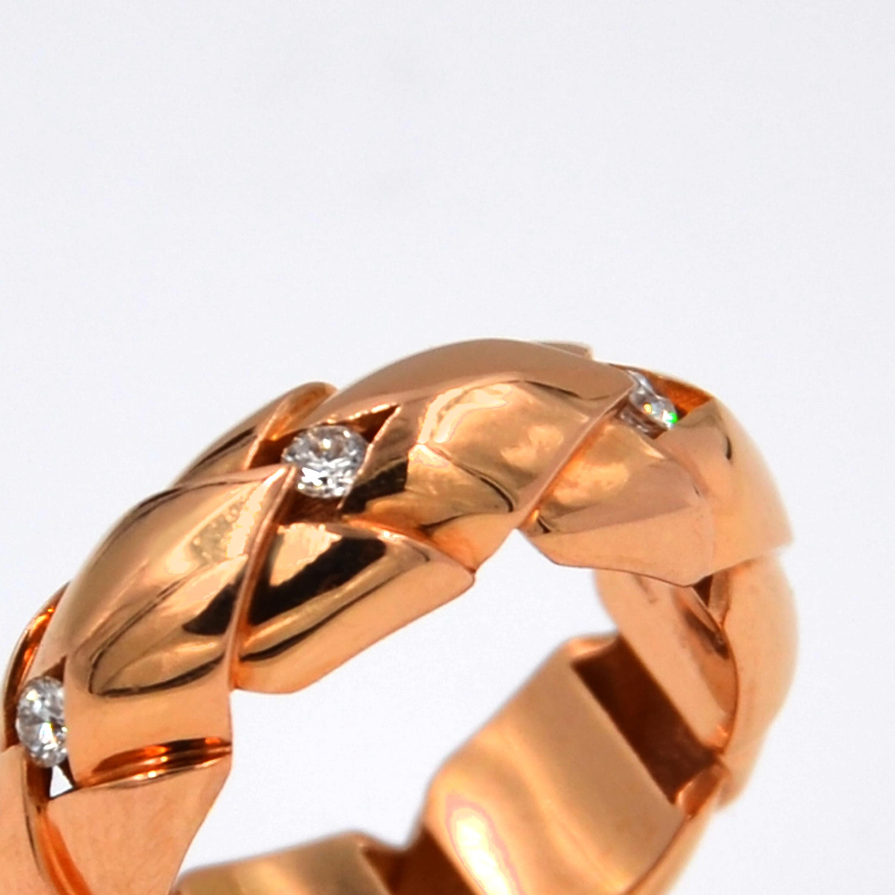 Contemporary 18 Karat Rose Gold Diamond Garavelli Ring