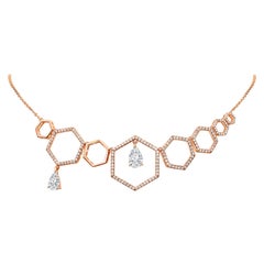 18 Karat Rose Gold Diamond Grand Halo Necklace