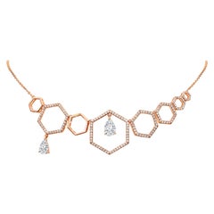 Collier grand halo de diamants en or rose 18 carats