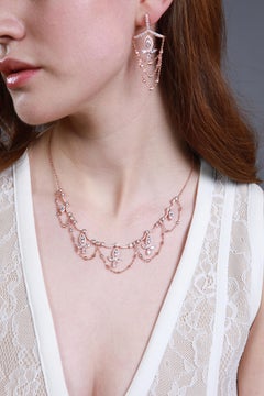 18 Karat Rose Gold Diamond Grand Leaf Necklace