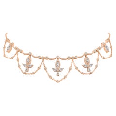 18 Karat Roségold Diamant-Blattgold-Halskette