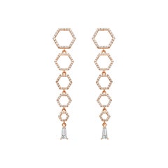 18 Karat Rose Gold Diamond Halo Drop Earrings