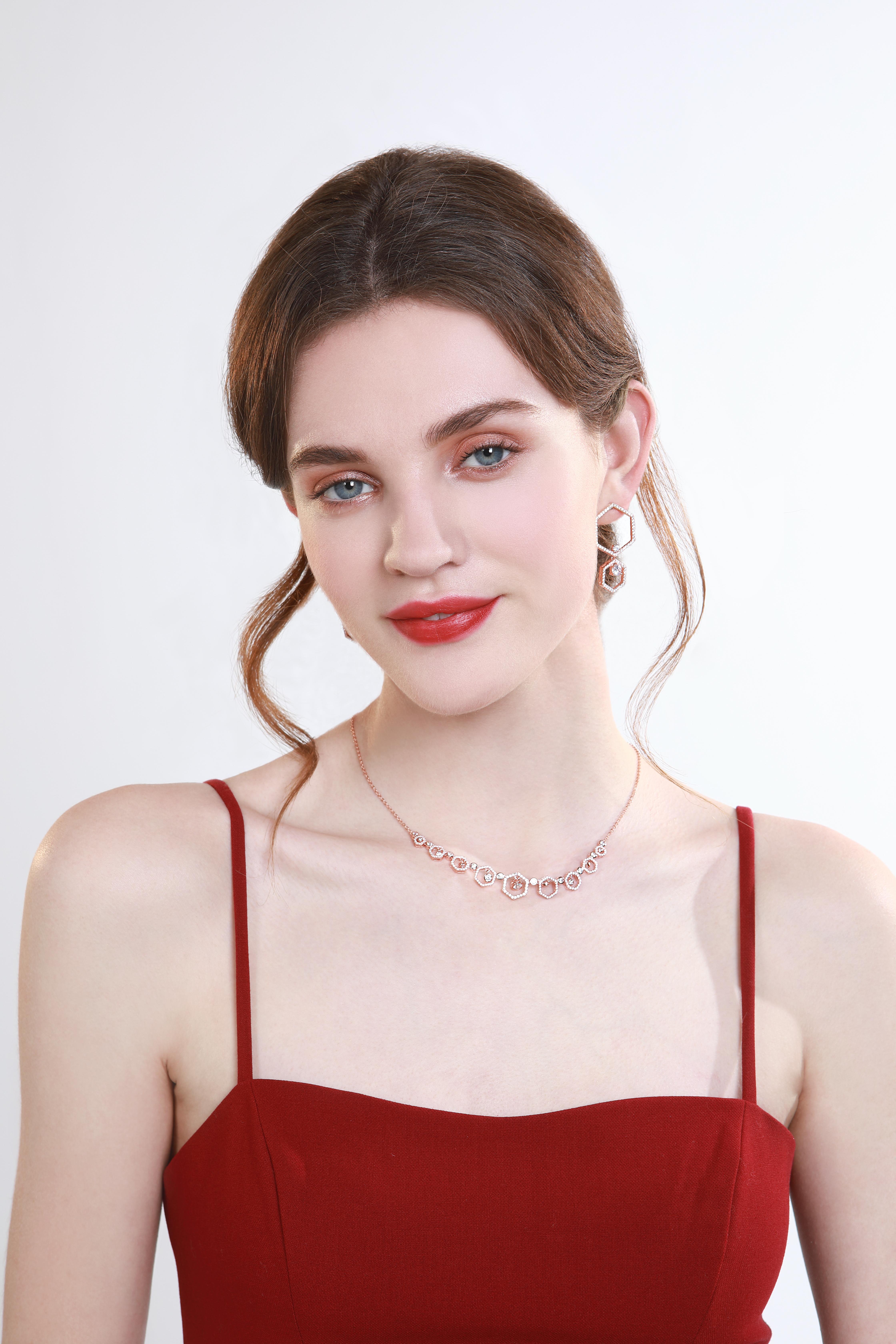 Contemporary 18 Karat Rose Gold Diamond Halo Earrings For Sale