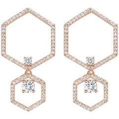 Boucles d'oreilles halo en or rose 18 carats et diamants