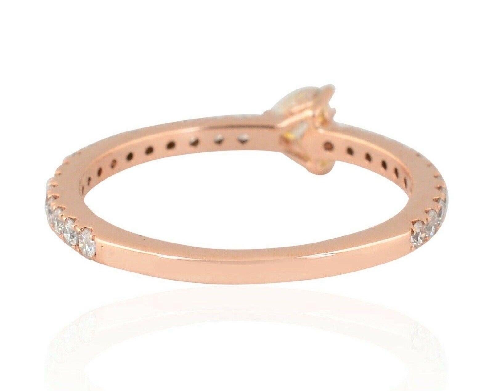 For Sale:  18 Karat Rose Gold Diamond Heart Band Ring 4