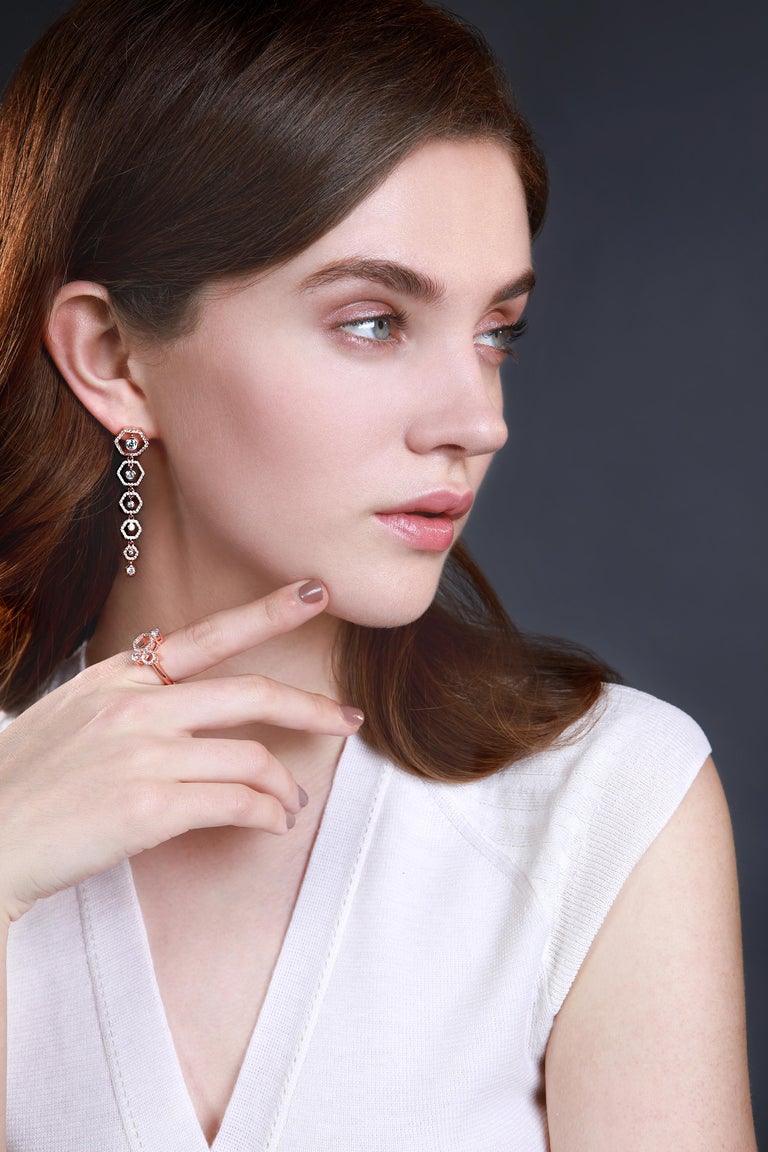 Diamond & 18k Rose Gold Anyway Drop Earring main image 1