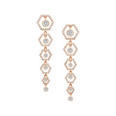 Boucles d'oreilles en goutte en or rose 18 carats et diamants couleur miel