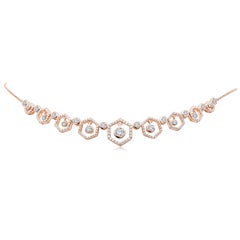 Collier à gouttes miel en or rose 18 carats et diamants