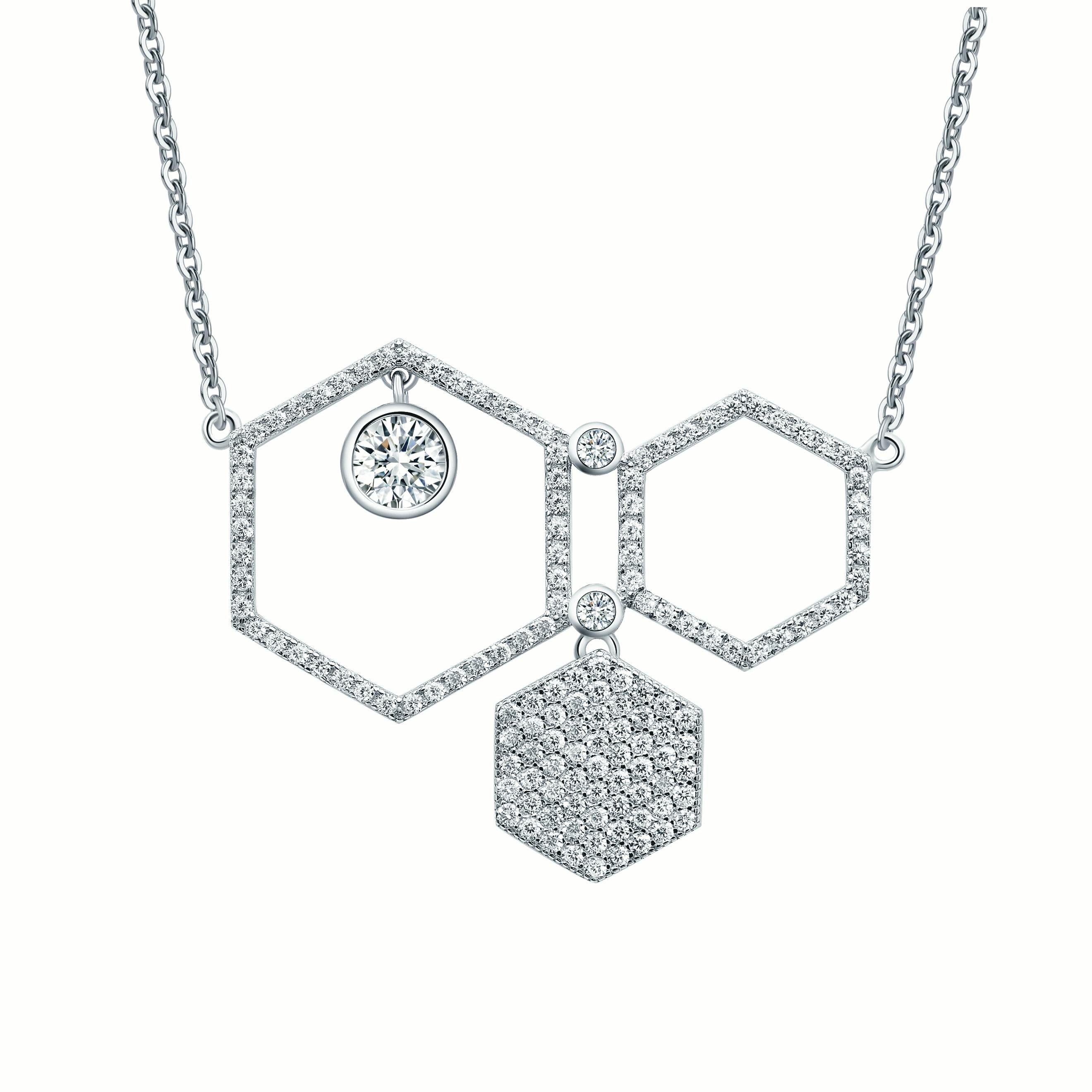 Women's or Men's 18 Karat Rose Gold Diamond Honey Drop Pave Necklace For Sale