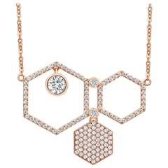 18 Karat Rose Gold Diamond Honey Drop Pave Necklace