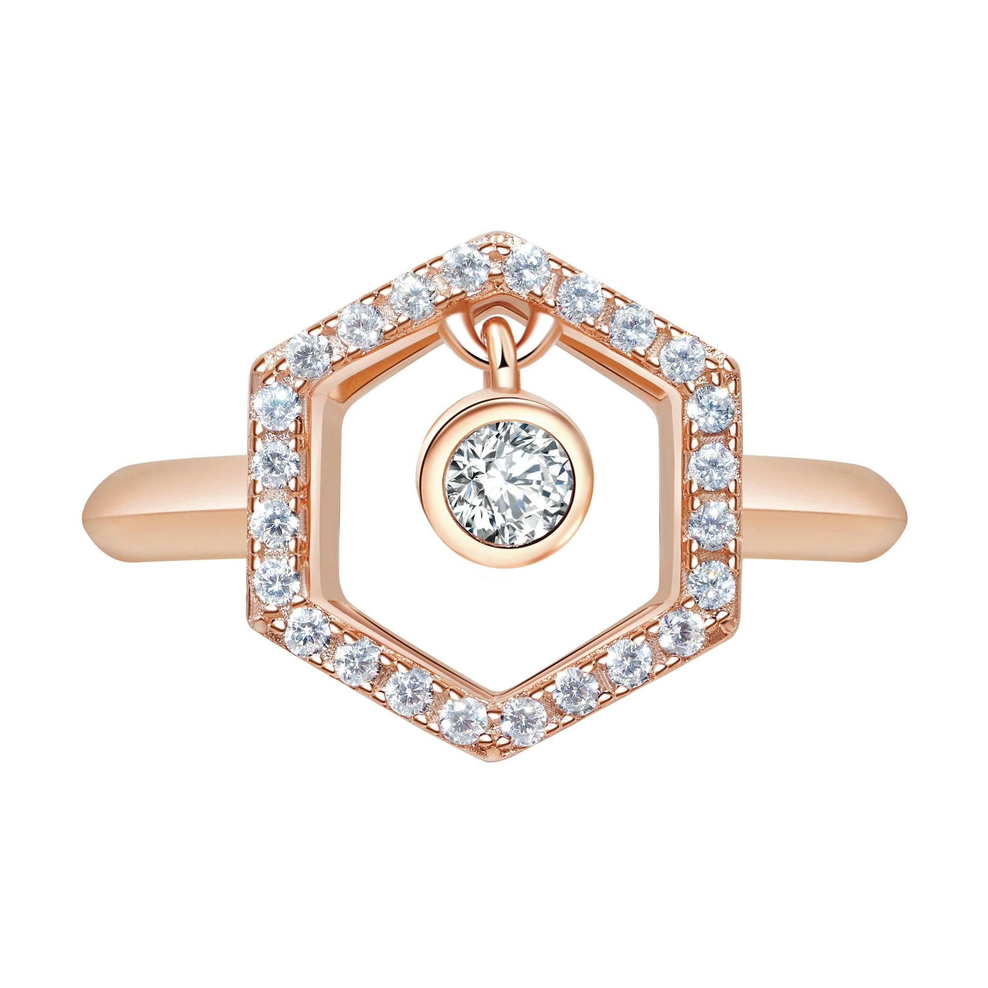 18 Karat Rose Gold Diamond Honey Drop Ring For Sale