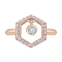 Bague en goutte d'eau en or rose 18 carats avec diamants