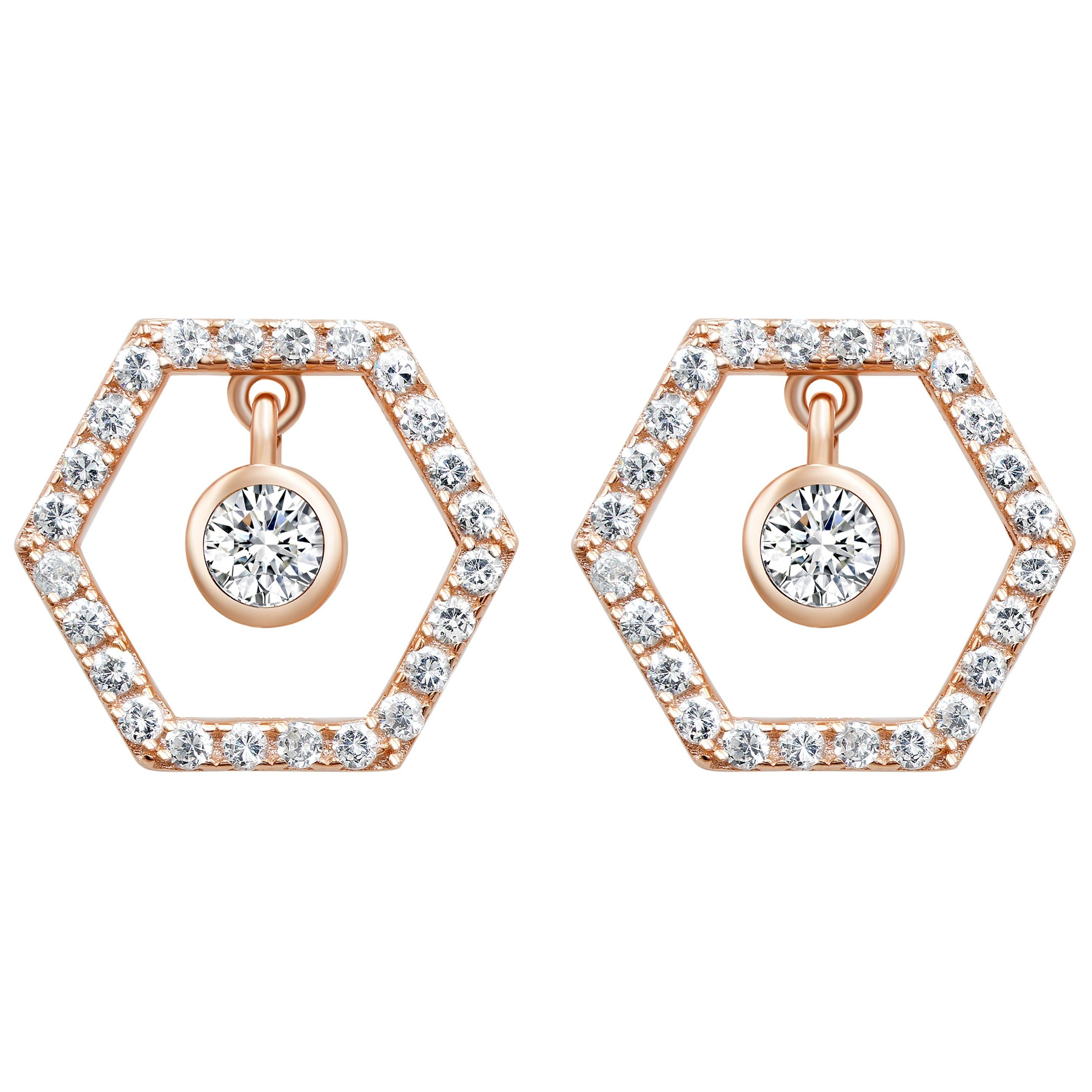 18 Karat Rose Gold Diamond Honey Drop Stud Earrings