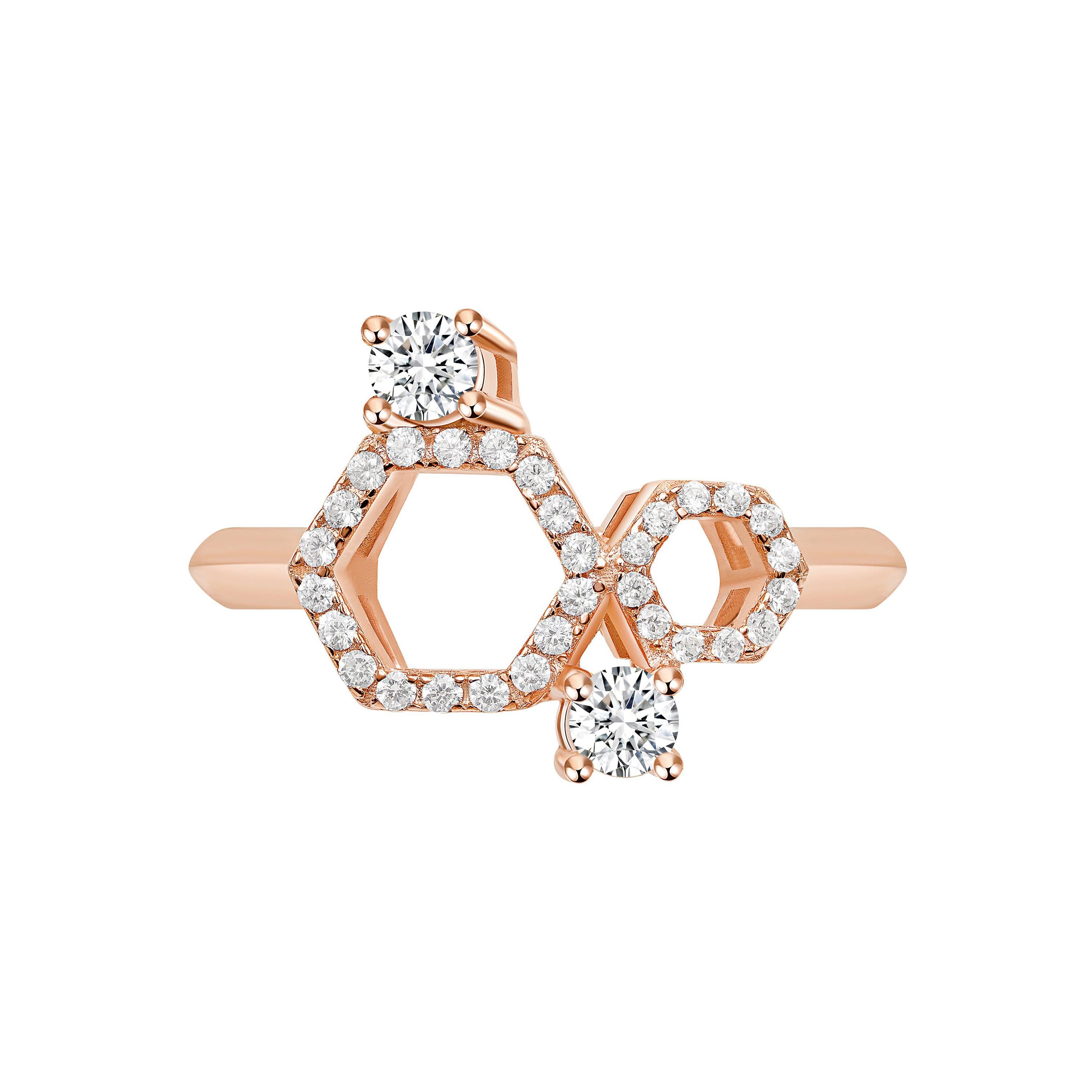 18 Karat Rose Gold Diamond Honey Ring For Sale