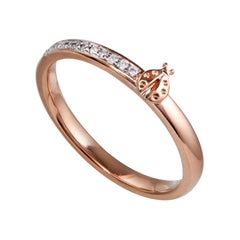 18 Karat Rose Gold Natural Diamond Ladybird Stacking Ring Band