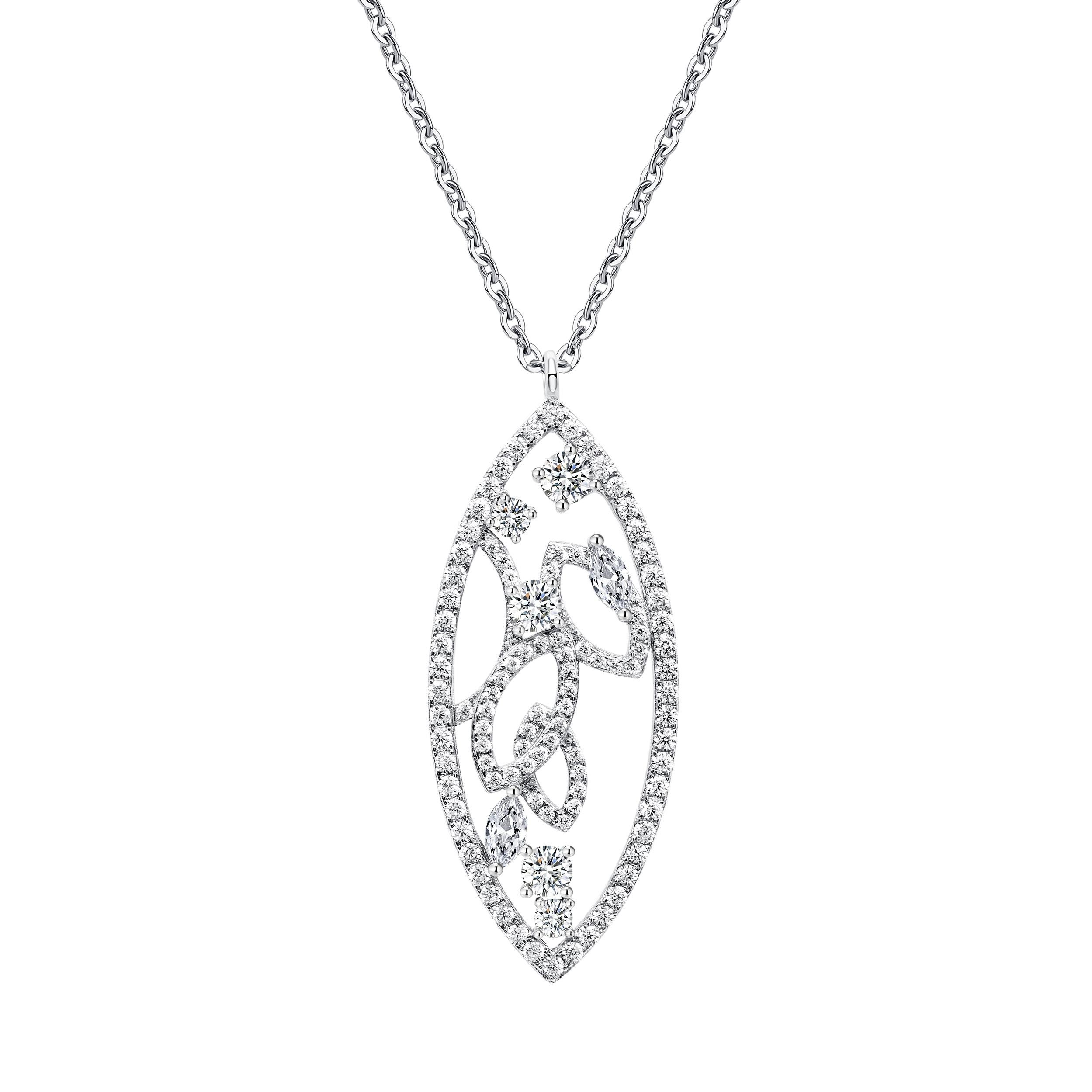18 Karat Rose Gold Diamond Lattice Pendant Necklace For Sale 2
