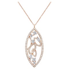 Selene 18 Karat Gold Rose-Cut Diamond Drop Pave Halo Pendant Necklace ...