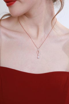 18 Karat Rose Gold Diamond Leaf Pendant Necklace