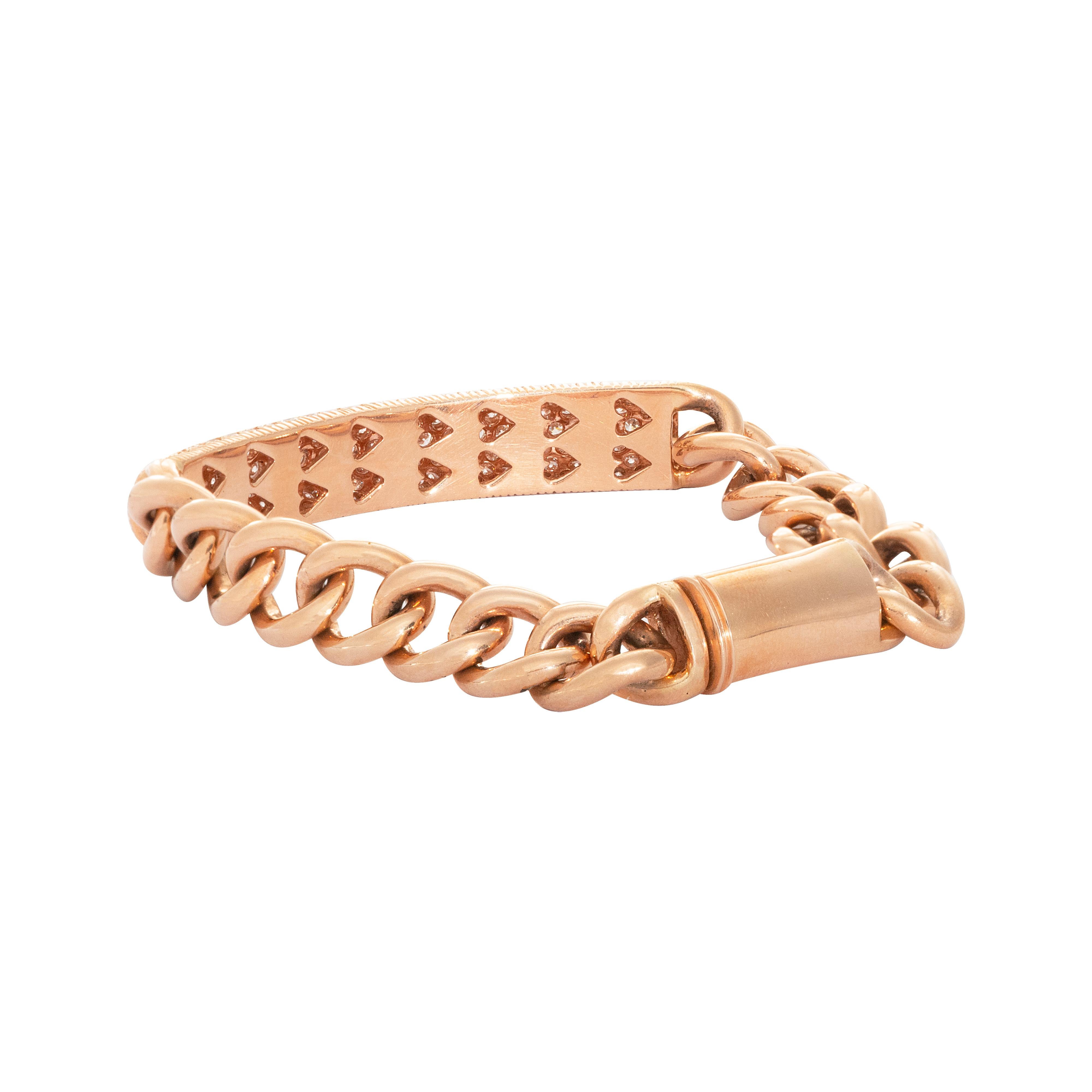Contemporary 18 Karat Rose Gold Diamond Link Bracelet