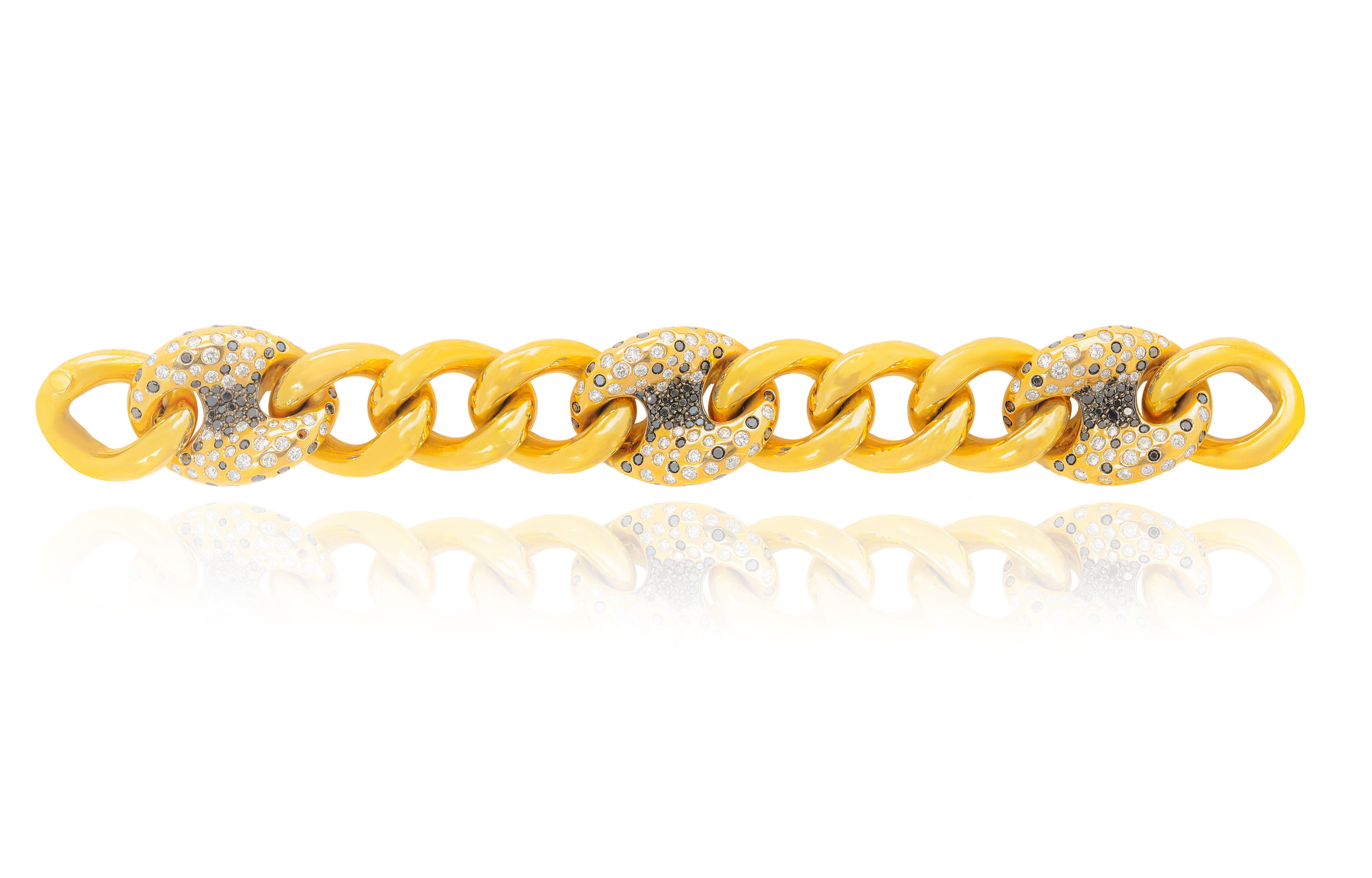 Bracelet à maillons en or rose 18 carats et diamants Unisexe en vente