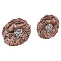 18 Karat Rose Gold Diamond Marigold Stud Earrings