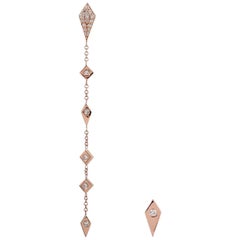 Boucles d'oreilles en goutte à chaîne assortie en or rose 18 carats et diamants