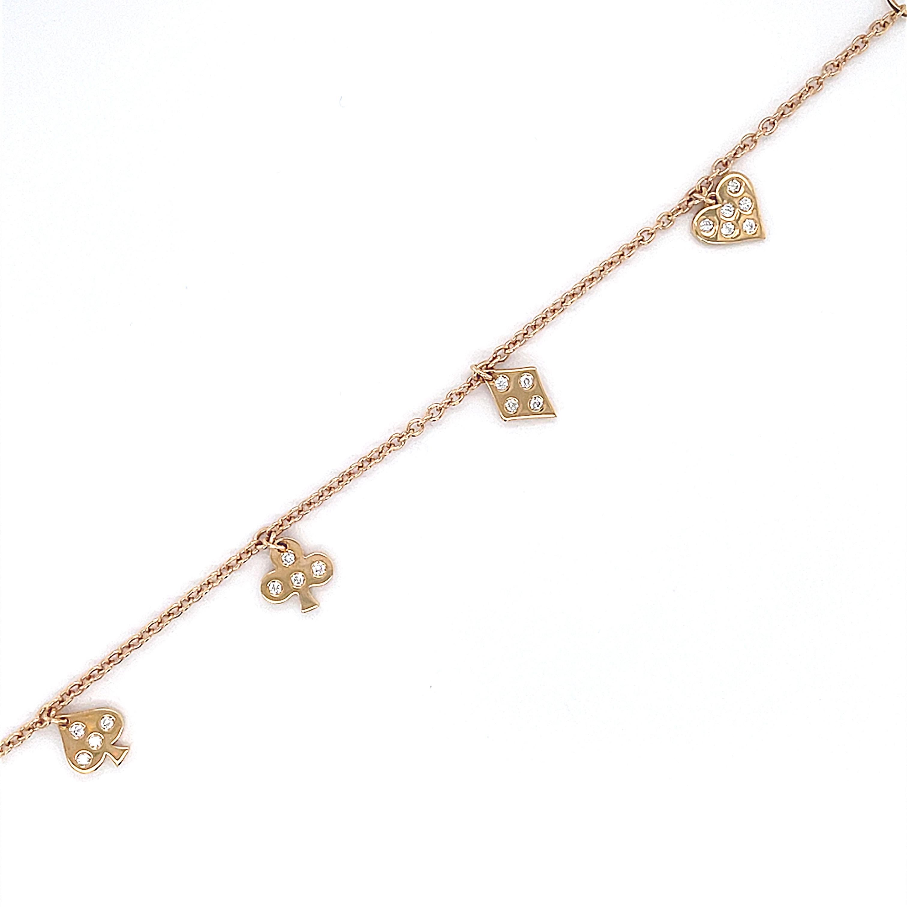 Contemporaneo Bracciale Multi Charm in oro rosa 18 carati con diamanti in vendita