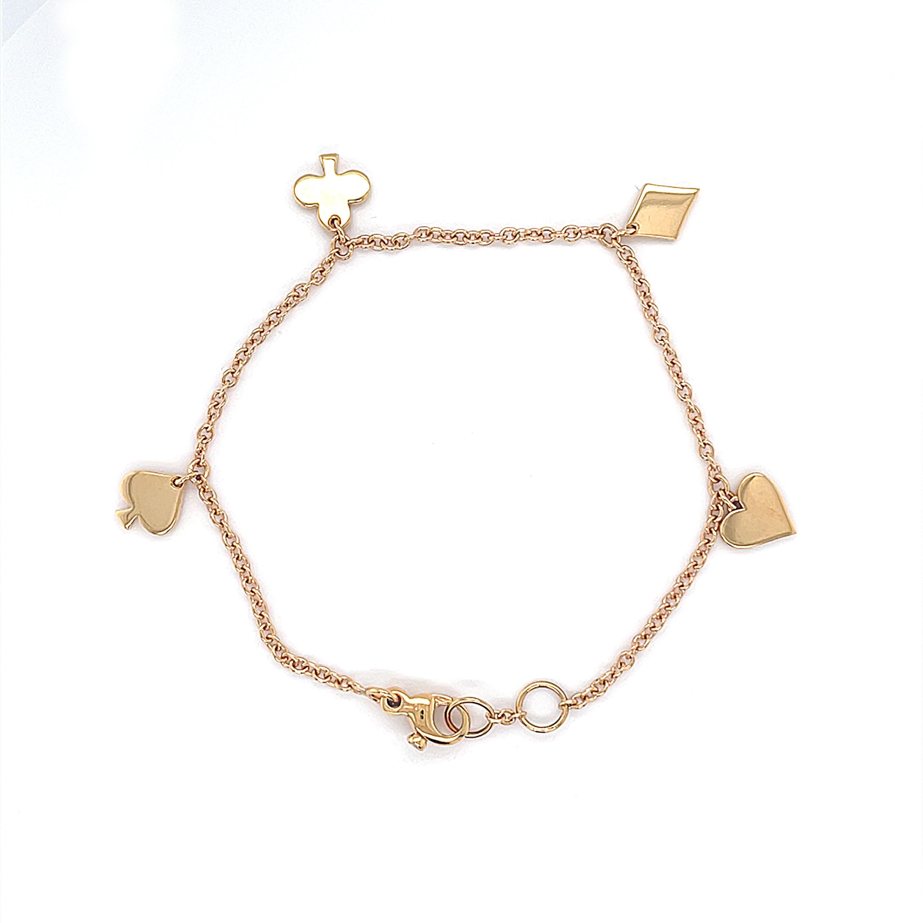 Taille ronde Bracelet à breloques multiples en or rose 18 carats et diamants en vente