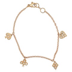 18 Karat Rose Gold Diamond Multi Charm Bracelet