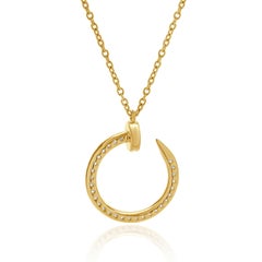18 Karat Rose Gold Diamond Nail Loop Necklace