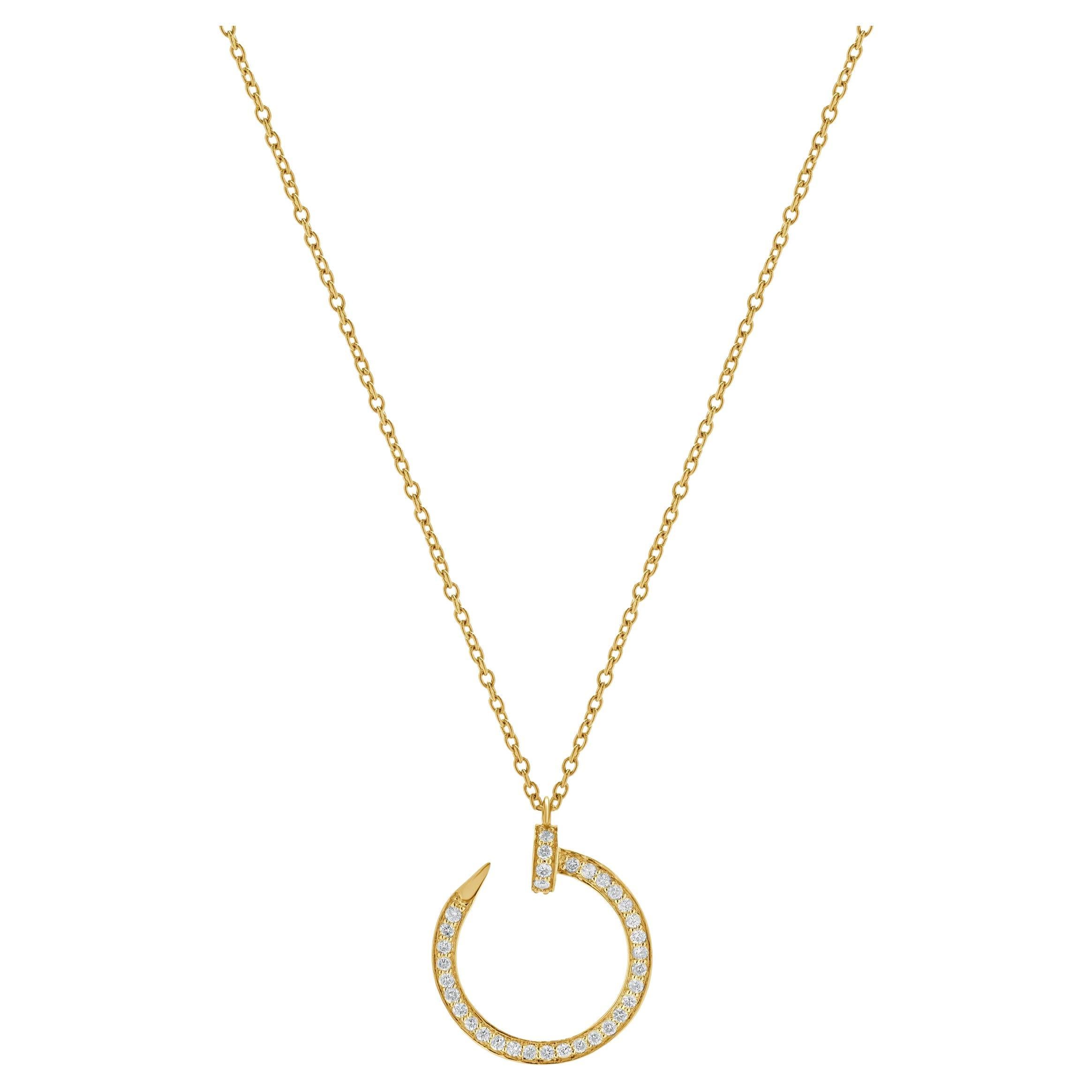18 Karat Rose Gold Diamond Nail Loop Necklace