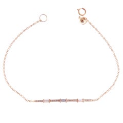 18 Karat Rose Gold Diamond Pavé Baguette Accent Bar Bracelet