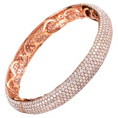 18 Karat Rose Gold Diamond Pave Bangle Bracelet