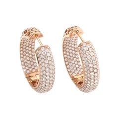 18 Karat Rose Gold Diamond Pave Hoop Earrings PM-13